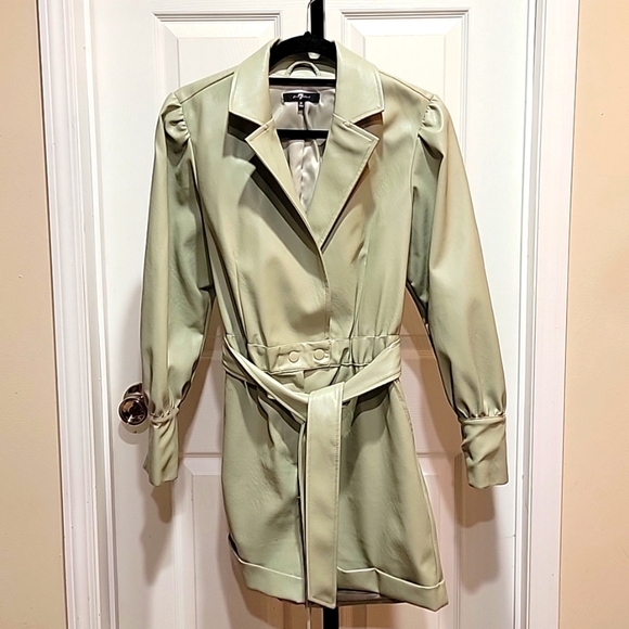 7 For All Man Kind x Revolve Collab Faux Leather Sage Green Romper Size Medium